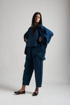 Indigo Linen Lounge Overlay Set view 2