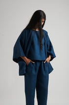 Indigo Linen Lounge Overlay Set view 3