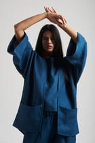Indigo Linen Lounge Overlay Set view 9