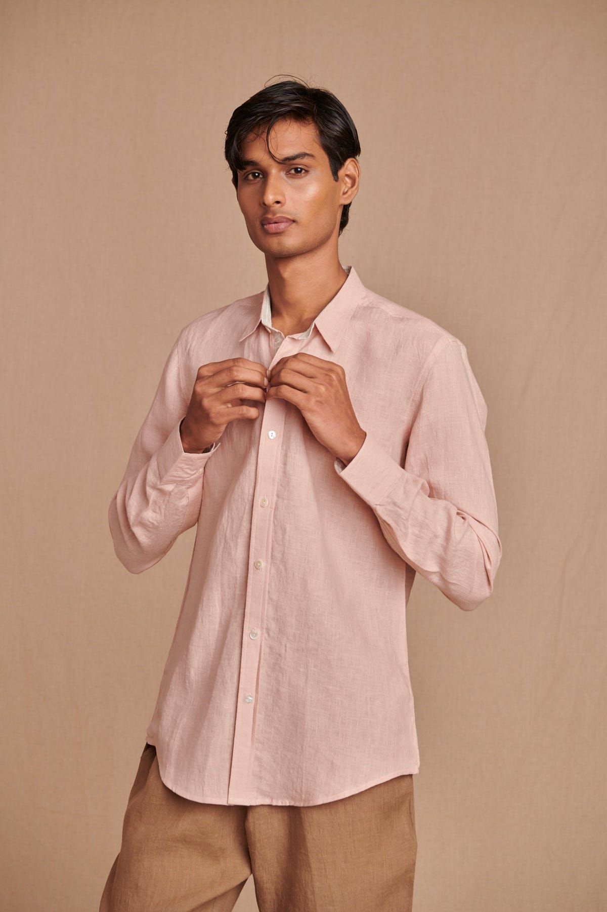 Blush Linen Men's Oxford Shirt – Slim Fit - Sale - image 3