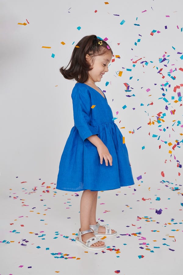Saphed — Santorini Linen Girls Wrap Tie Dress - Sale