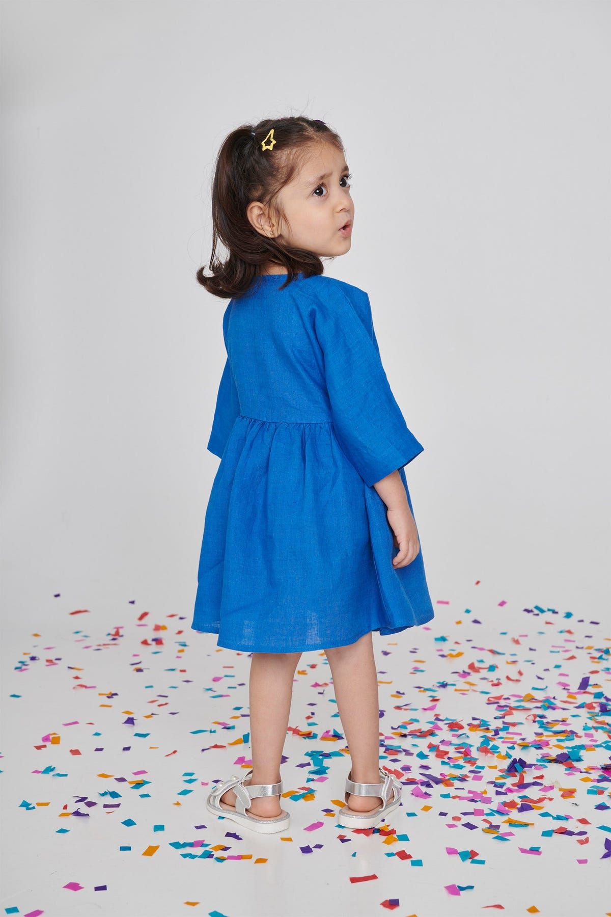 Santorini Linen Girls Wrap Tie Dress - Sale - image 4