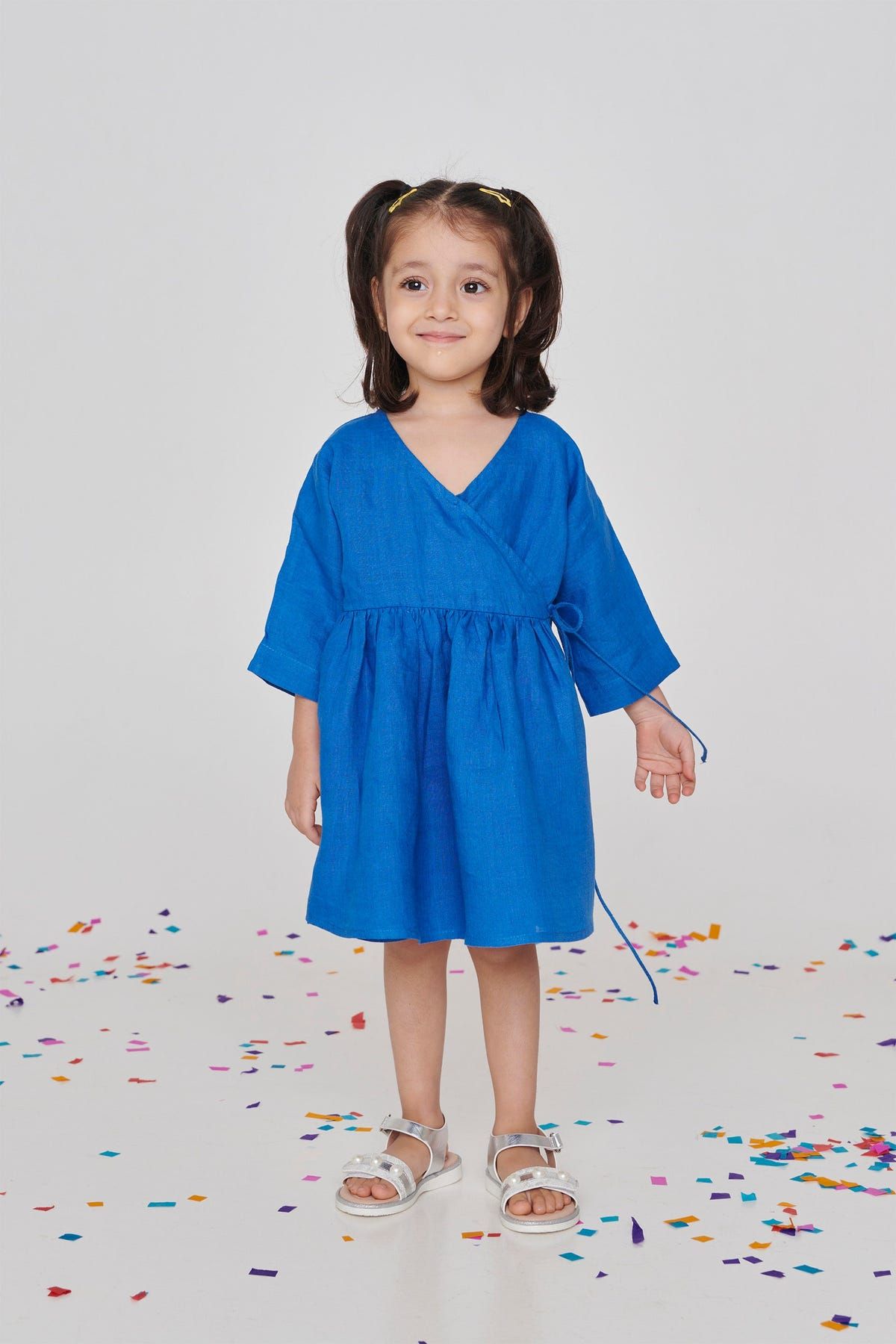 Santorini Linen Girls Wrap Tie Dress - Sale - image 5