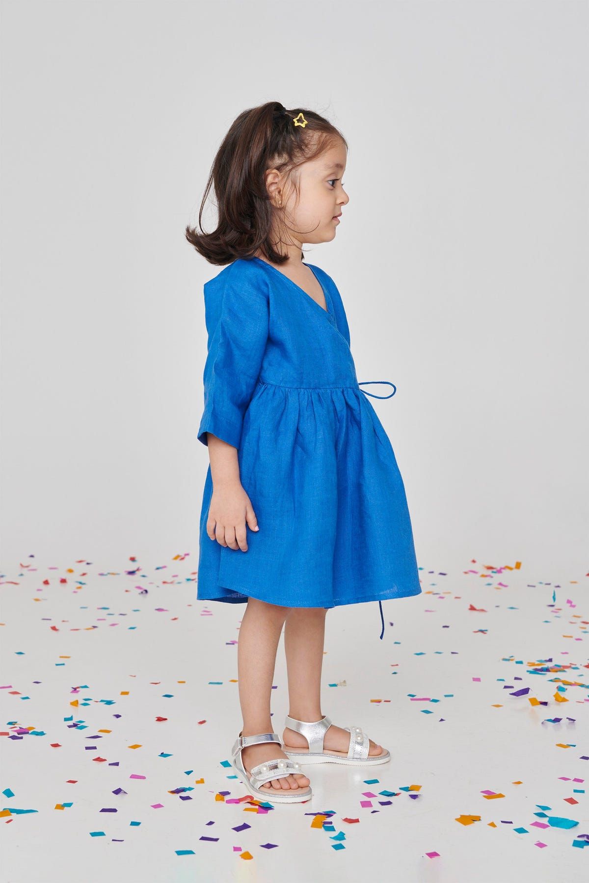 Santorini Linen Girls Wrap Tie Dress - Sale - image 6