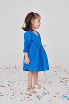 Santorini Linen Girls Wrap Tie Dress - Sale view 6
