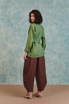 Moss Linen Wrap Top - Sale view 4
