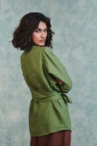 Moss Linen Wrap Top - Sale view 7