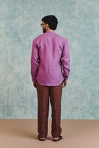 Berry Linen Men's Band Collar Shirt - Sale view 5