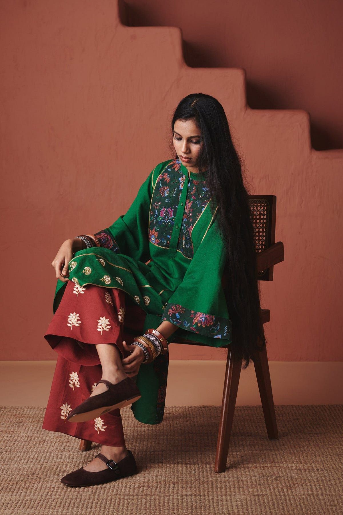 Panna Linen Multi-Panelled Kurta Set - Sale - image 5