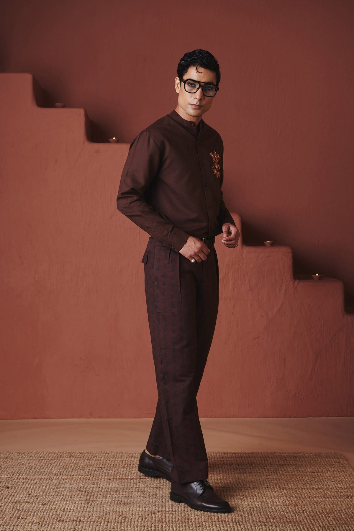 Coffee Buta Co-Linen Men's Pleated Tapered Pants - image 3