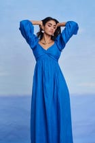 Santorini Linen Front Twist Dress - Sale view 3