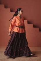 Coffee Chintz Co-Linen Tiered Skirt - Sale view 2