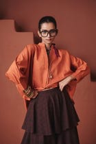 Coffee Chintz Co-Linen Tiered Skirt - Sale view 5