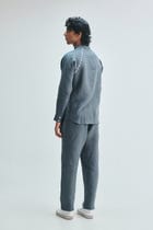 Slate Linen Embroidered Men's Raglan Shirt Set view 6
