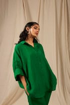 Panna Linen Oversized Flared Shirt Set view 2