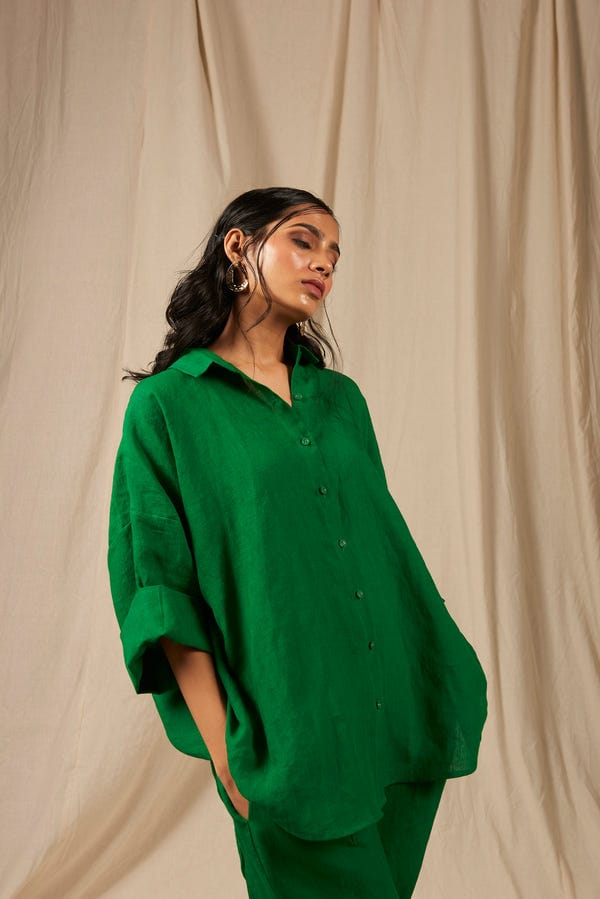 Saphed — Panna Linen Oversized Flared Shirt Set