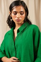 Panna Linen Oversized Flared Shirt Set view 5