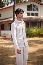Undyed Boldstripe Linen Men's Oxford Shirt – Slim Fit - Sale view 1