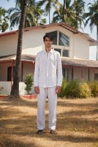 Undyed Boldstripe Linen Men's Oxford Shirt – Slim Fit - Sale view 2