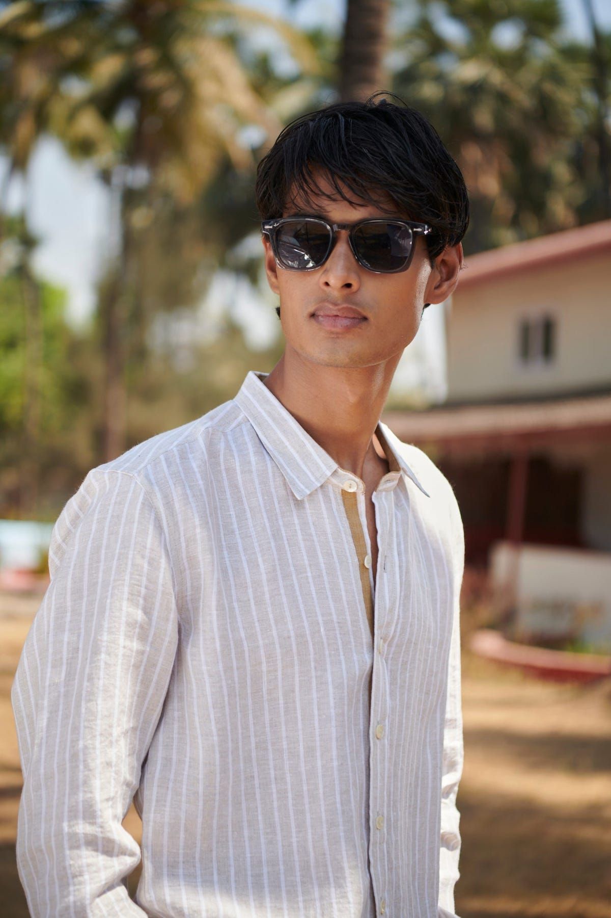 Undyed Boldstripe Linen Men's Oxford Shirt – Slim Fit - Sale - image 4