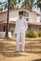 Undyed Boldstripe Linen Men's Oxford Shirt – Slim Fit - Sale view 7