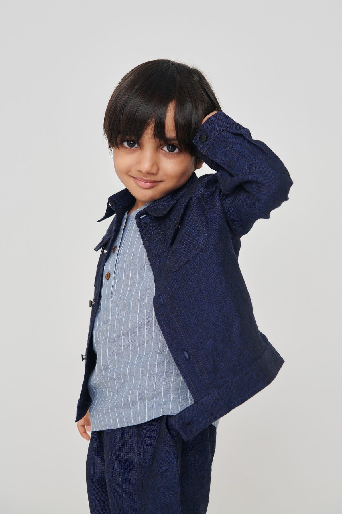 Neel Linen Denim Boys Jacket Set - image 3