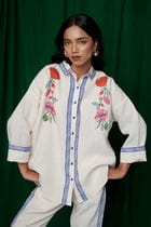 Foliage Co-Linen Oversized Flared Shirt Set view 1
