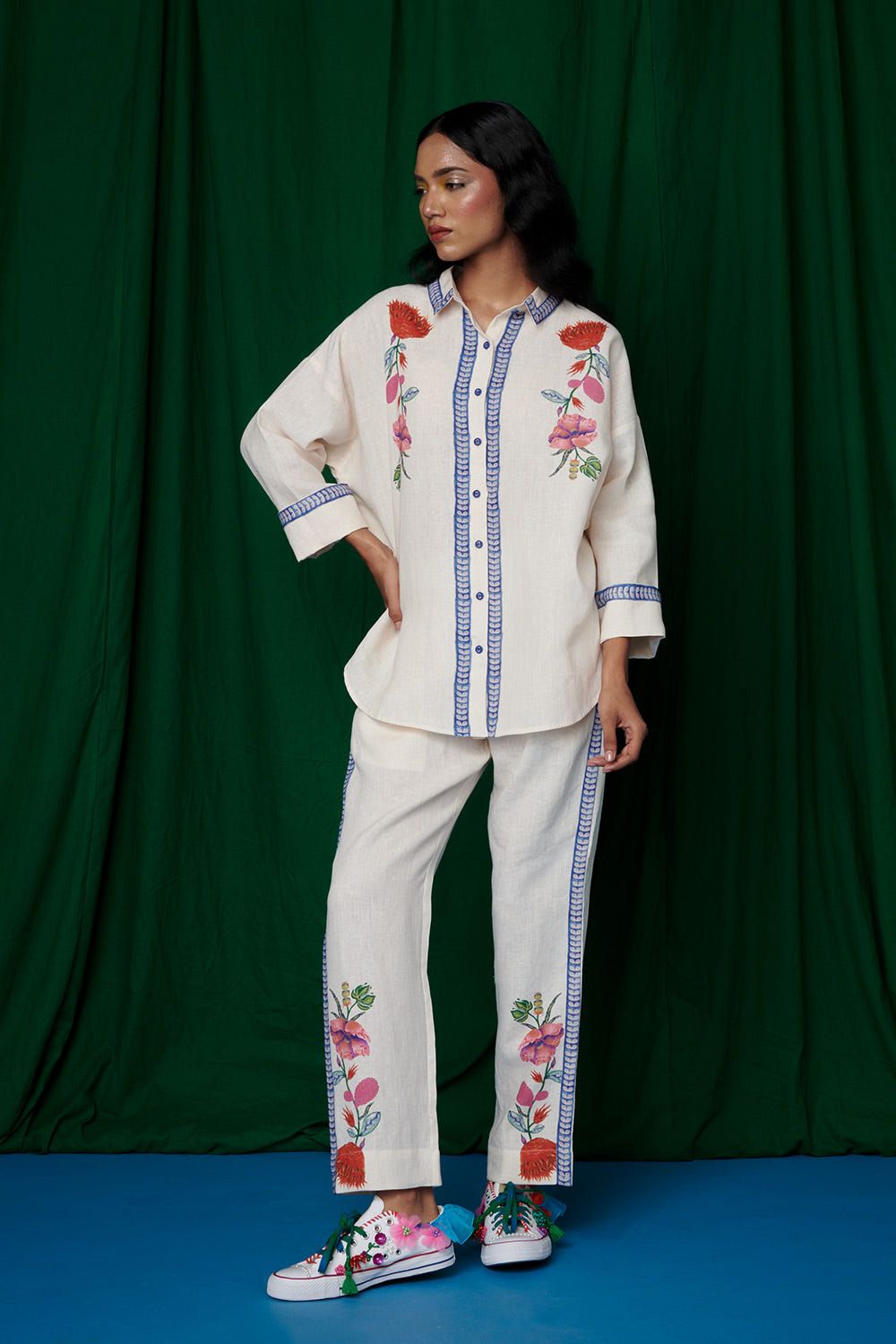 Foliage Co-Linen Oversized Flared Shirt Set - image 4