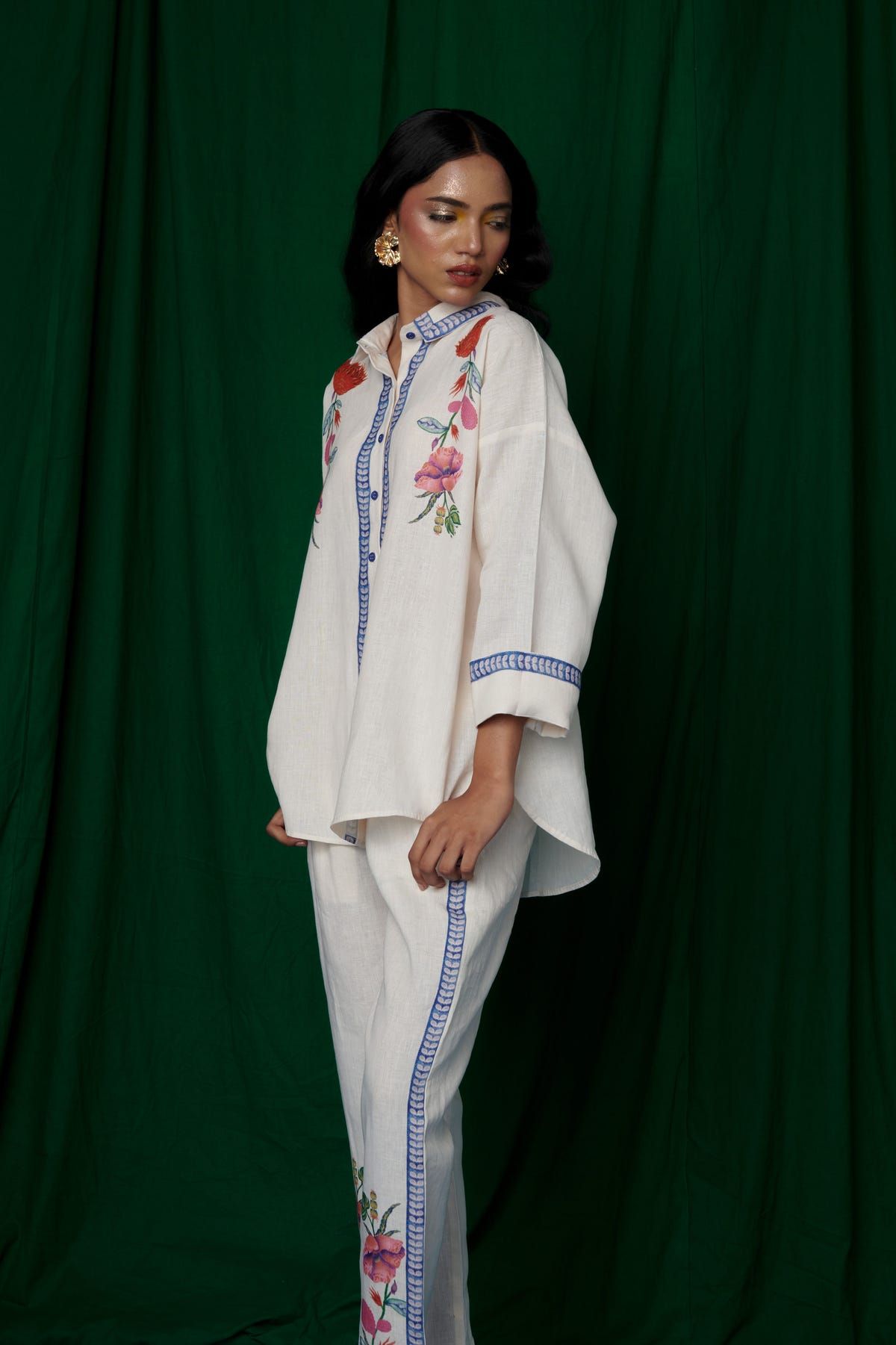 Foliage Co-Linen Oversized Flared Shirt Set - image 5