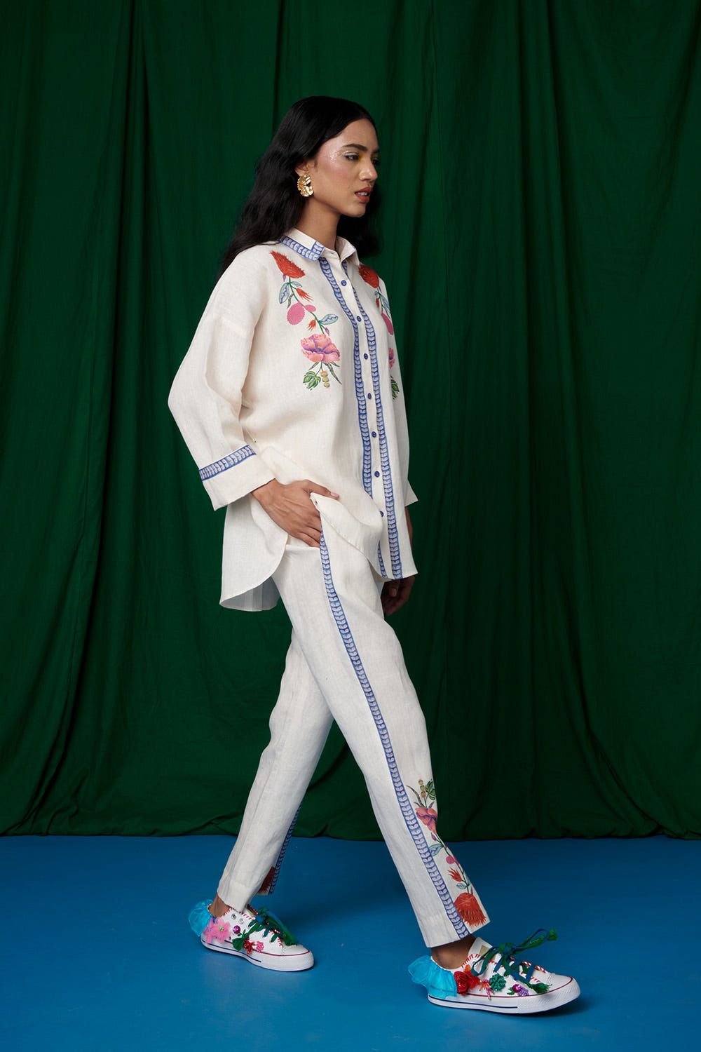 Foliage Co-Linen Oversized Flared Shirt Set - image 6