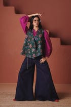 Neel Linen Denim Flared Pants view 1