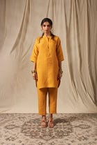 Jaisalmer Co-Linen Panelled Kurta Set view 1