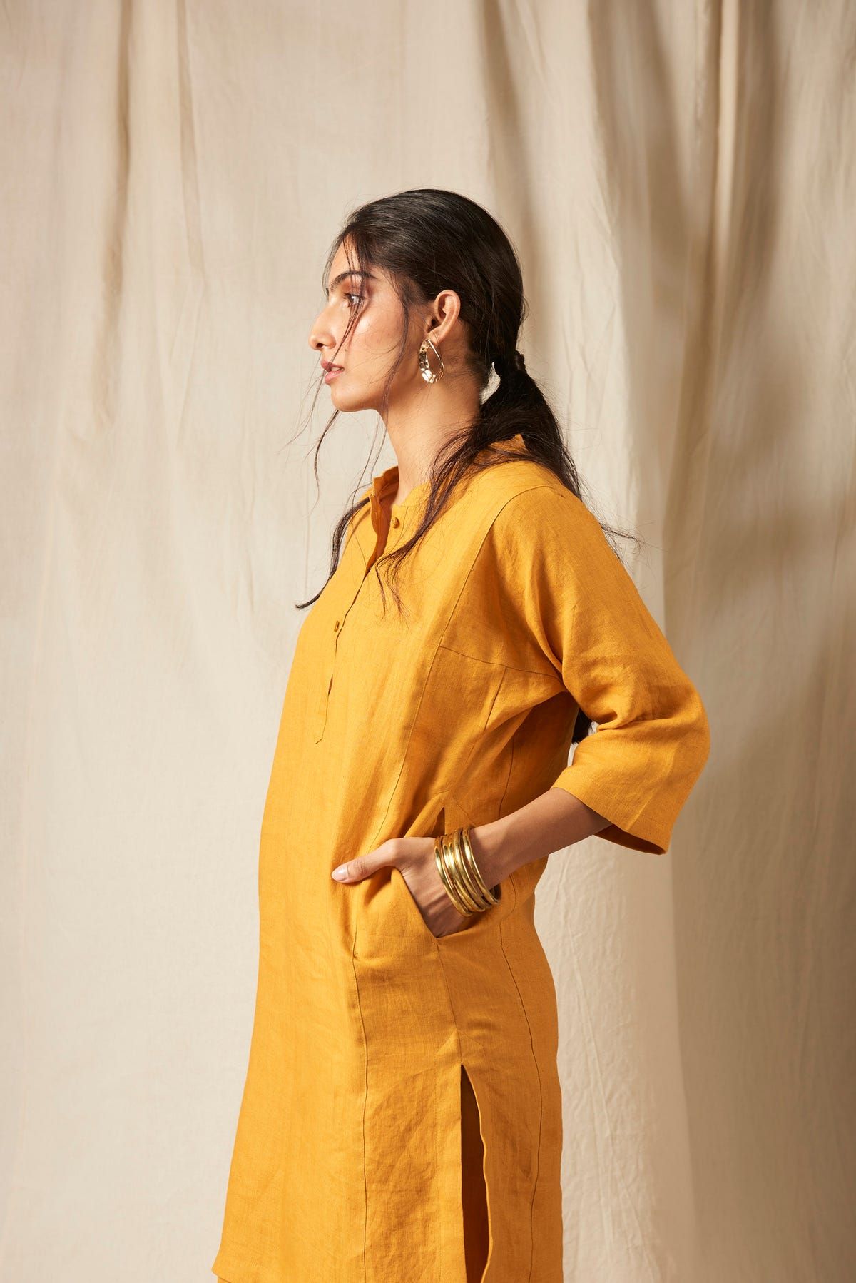 Jaisalmer Co-Linen Panelled Kurta Set - image 3
