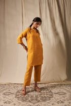 Jaisalmer Co-Linen Panelled Kurta Set view 4