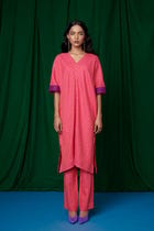 Coral Linen Slim Pants - Sale view 1