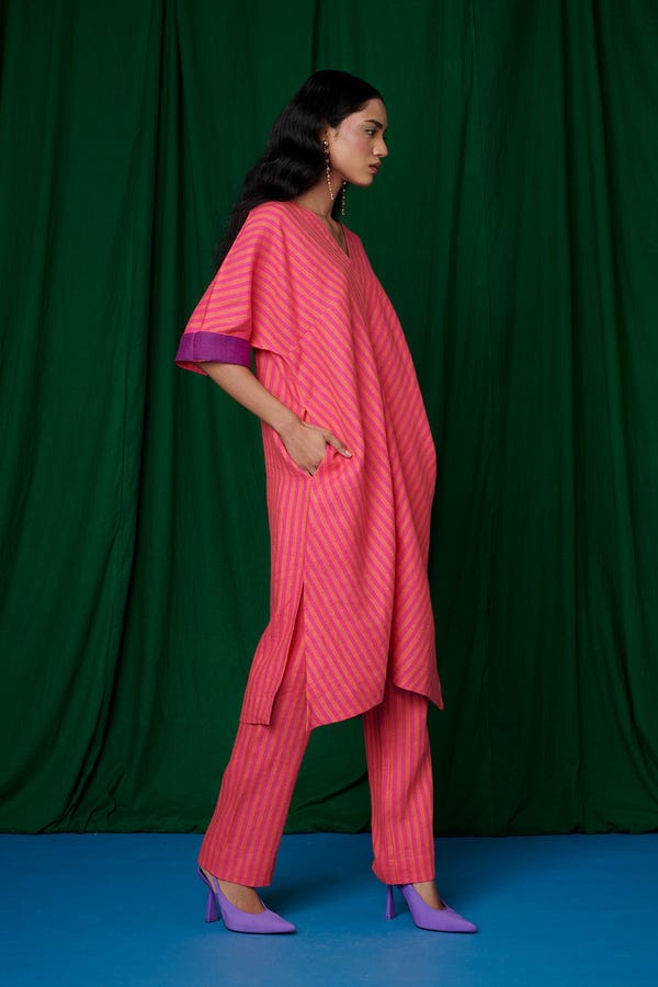 Saphed — Coral Linen Slim Pants - Sale