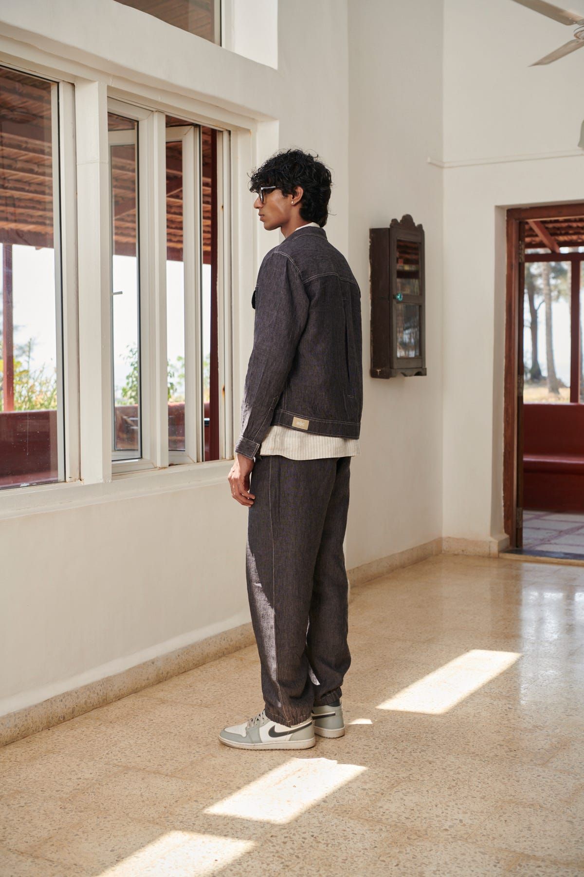 Graphite Linen Men's Jacket and Jogger Set - image 6
