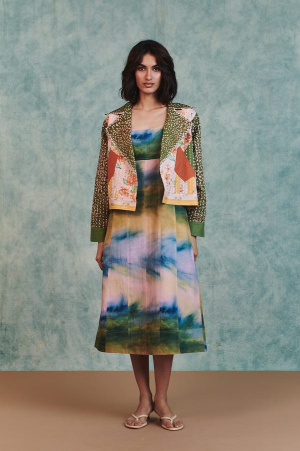 Saphed — Blot Co-linen Kantha Bolero Jacket