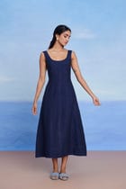 Neel Linen Denim Panelled Dress view 1