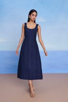 Neel Linen Denim Panelled Dress view 5