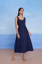 Neel Linen Denim Panelled Dress view 8