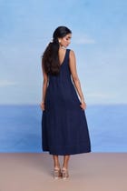 Neel Linen Denim Panelled Dress view 9