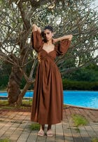 Cinnamon Linen Front Twist Dress view 5