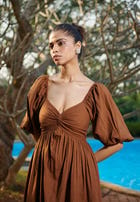 Cinnamon Linen Front Twist Dress view 8