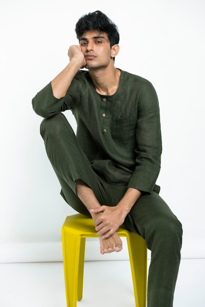 Kai Linen Men's Short Kurta - Sale - image 3