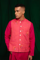 Coral Linen Nehru Jacket - Sale view 2