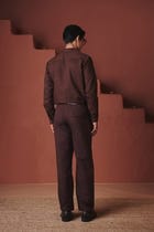 Coffee Co-Linen Men's Band Collar Shirt – Slim Fit view 6