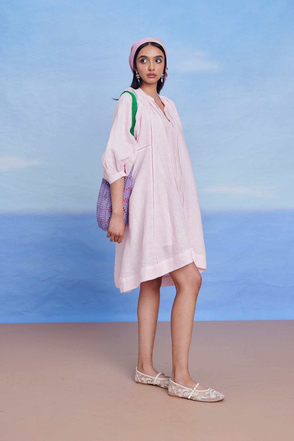Fleur Linen Lace Panelled Dress - image 1