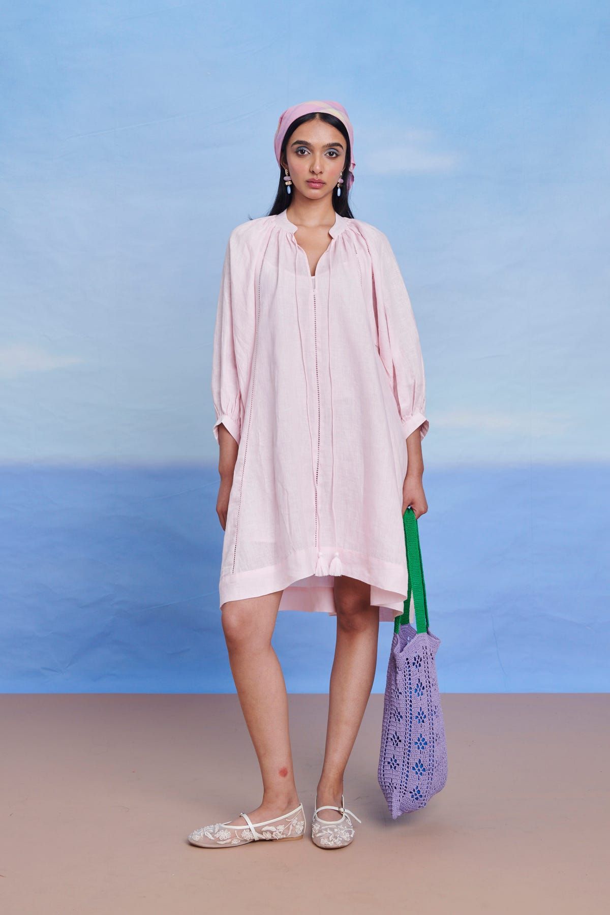 Fleur Linen Lace Panelled Dress - image 2