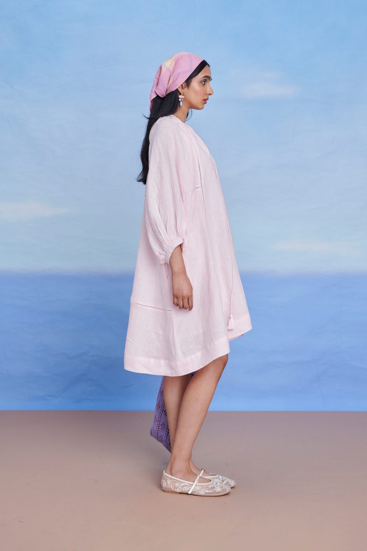 Fleur Linen Lace Panelled Dress - image 3